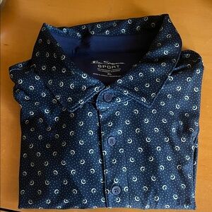 Ben Sherman Navy Blue Micro Dot & Circle Sport Shirt